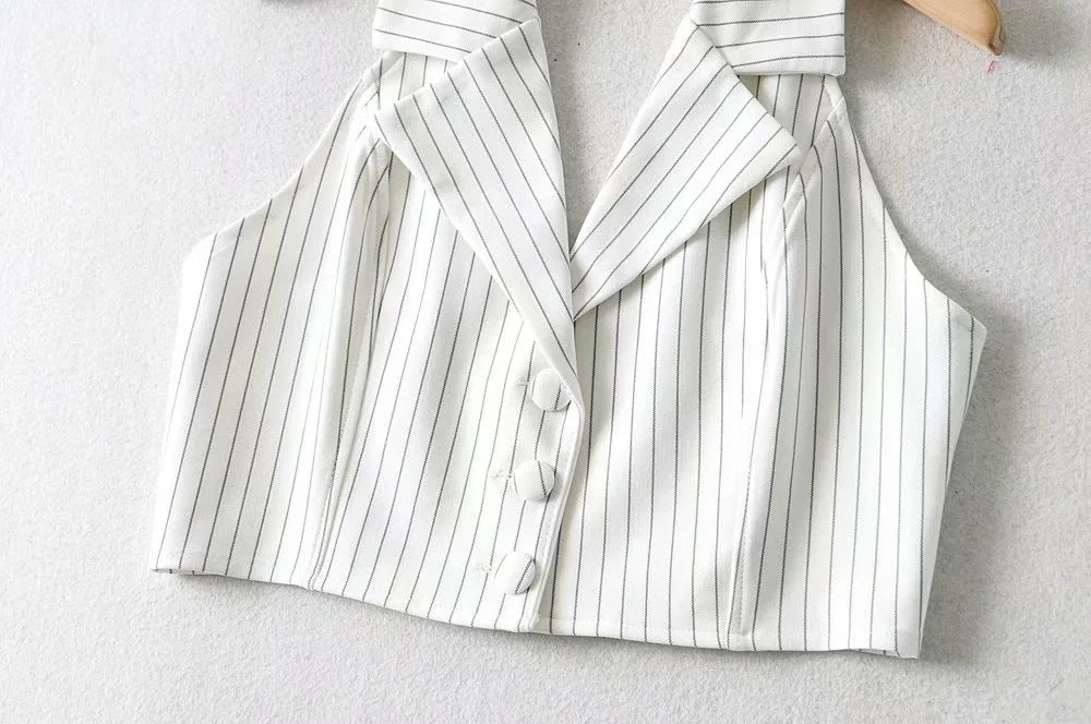 Women's Single Breasted Slim Short Vest